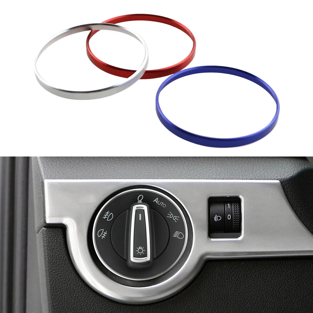 Interruptor do farol do carro quadro decorativo guarnição anel adesivo para volkswagen vw golf jett mk5 mk6 passat b6 b7 cc touran tiguan