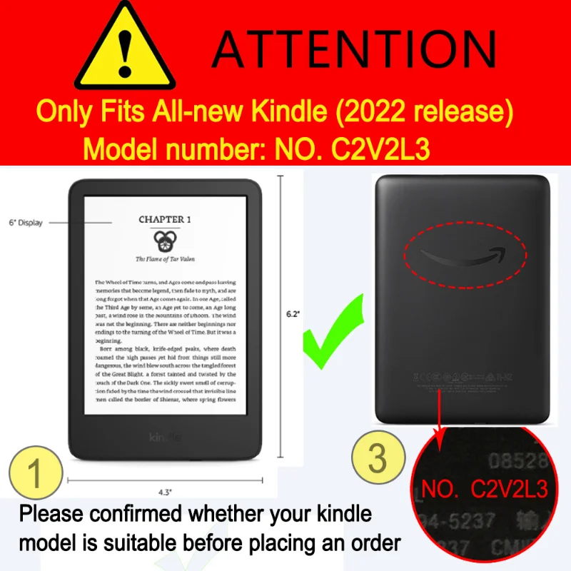 For Kindle Case All-New Kindle 11th 2022/2024 Released 6Inch K11/K12/RS23CV/C2V2L3 Magnetic Smart Fabric Screen Protector Cover