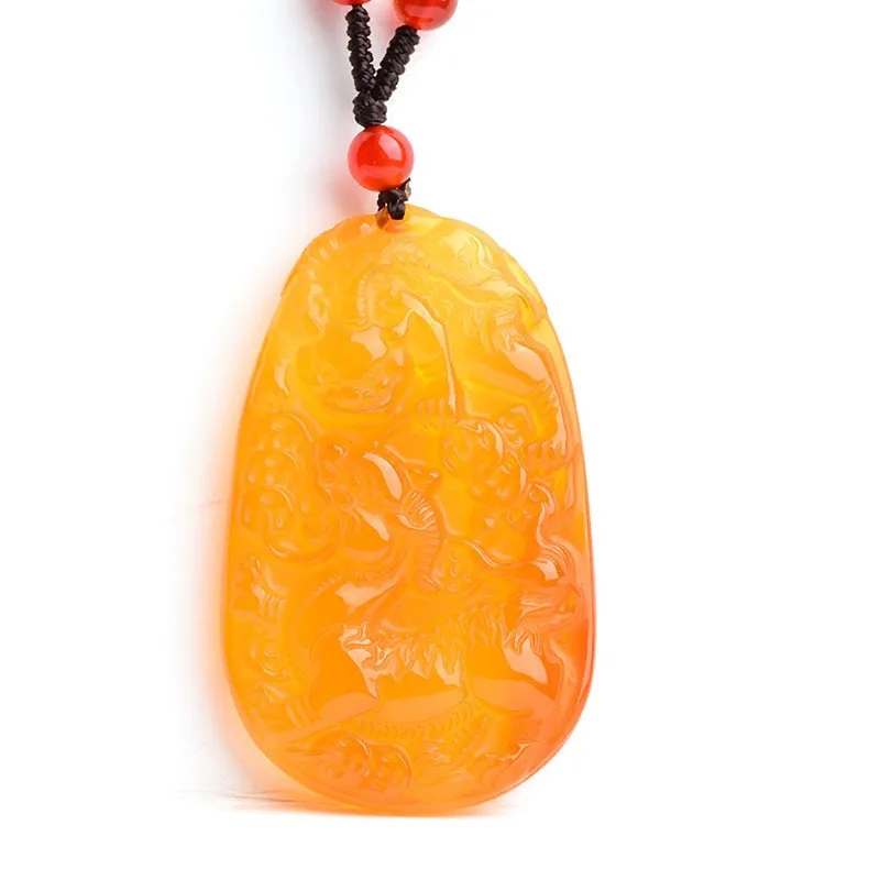 Pendentif porte-bonheur en Agate naturelle, calcédoine jaune, pour hommes et femmes, Joker à la mode