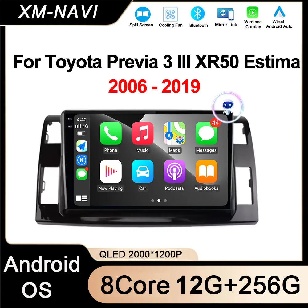 

Android Auto Carplay For Toyota Previa 3 III XR50 Estima 2006 - 2019 RHD Car Raido Multimedia Player GPS Navigation QLED Screen