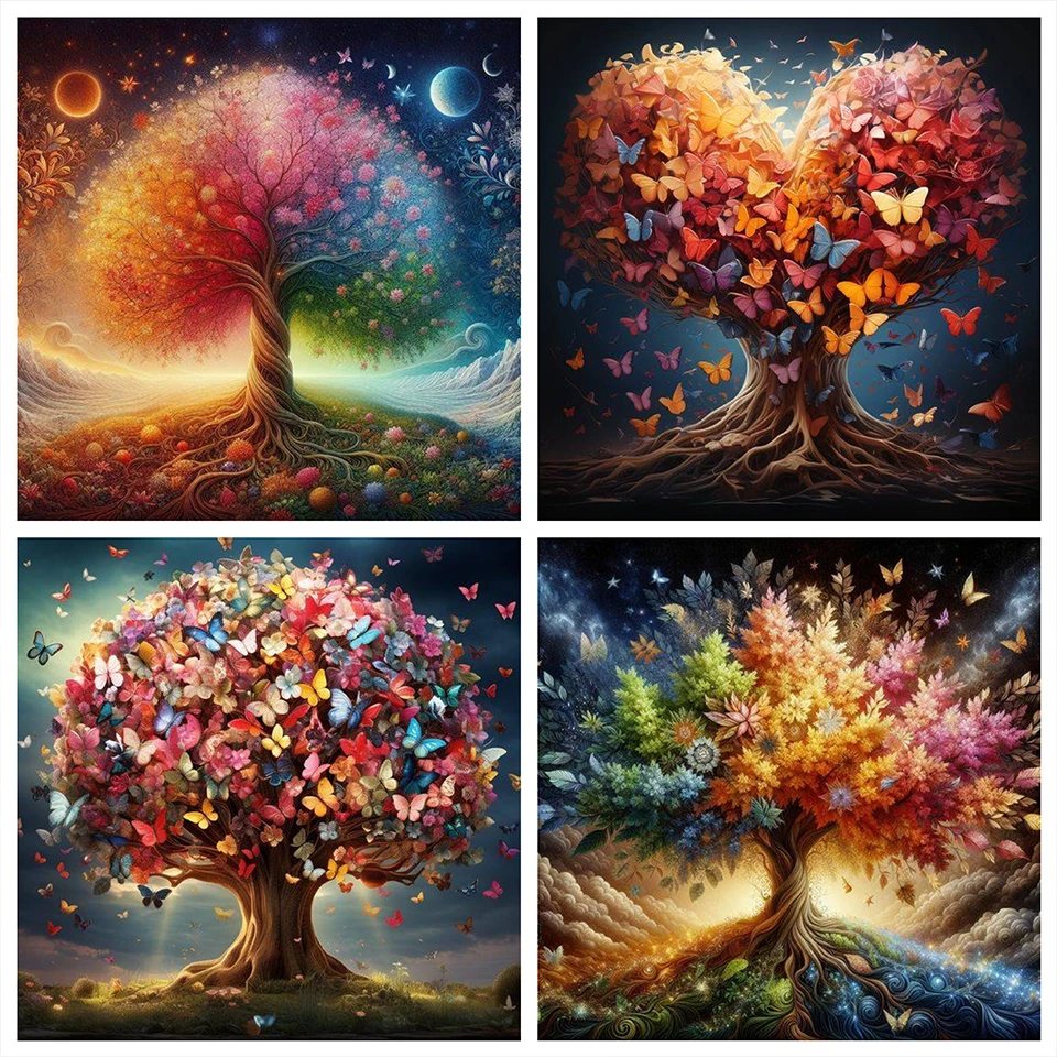 Diamond Mosaic Landscape Full Diamond Painting Tree Of Life Fantasy Art Wall Decor Set Rhinestone Pictures