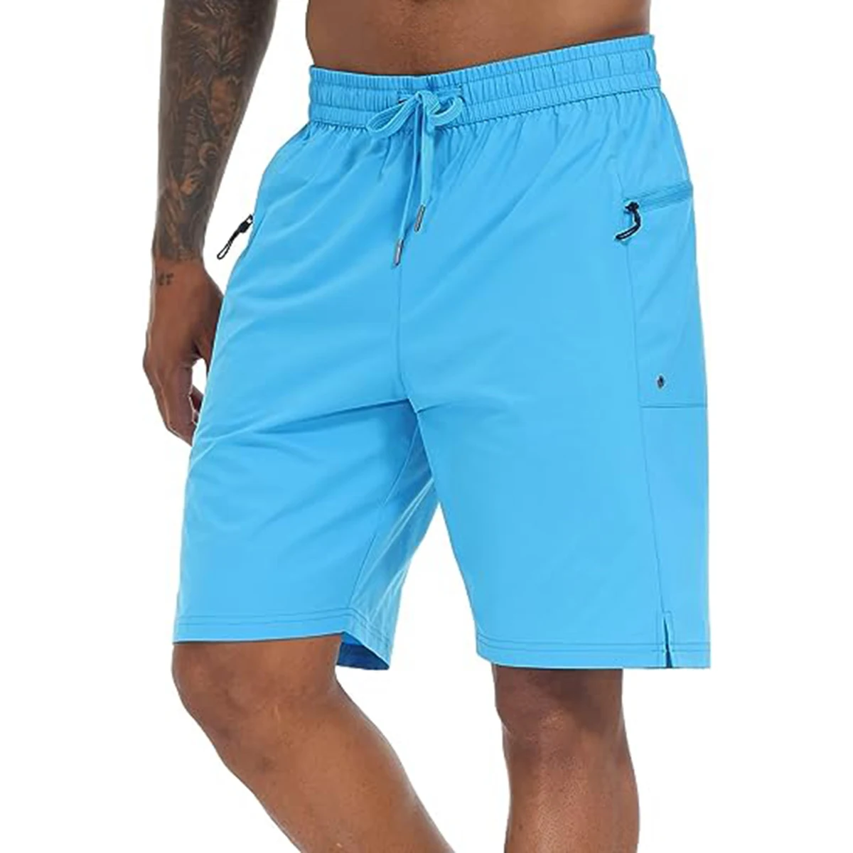 Mens Swimming Trunks Quick Dry Board Shorts with Mesh Lining and Zipper Pockets Solid Color Breathable Beach Shorts