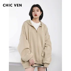 CHIC VEN Women's Hoodies Sweatshirts Casual Loose Sports Women Jackets Streetwear Female Coat Fashion Tops Spring Autumn 2022