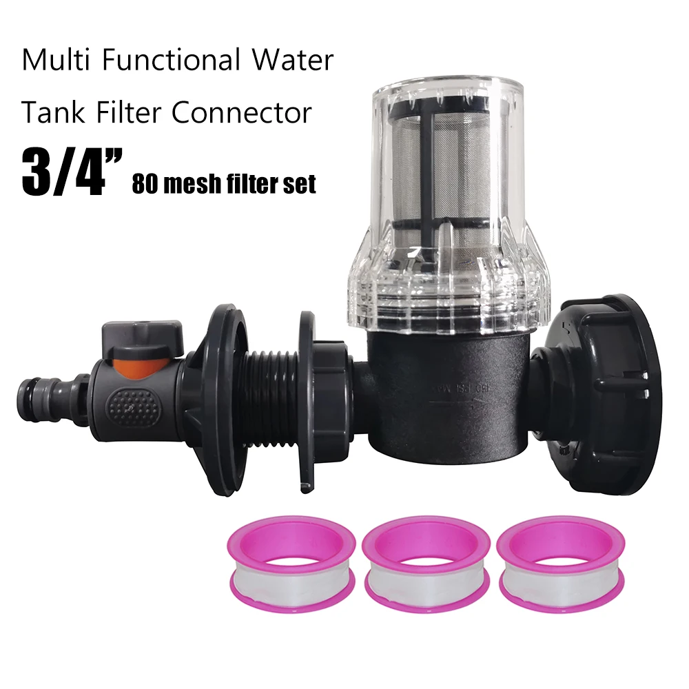 RV Accessories Water tank water pipe joint 80 mesh filter outlet connection quick plug for ton bucket IBC S60*6 3/4'' PTFE Tape