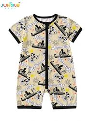 Summer Infant Short-Sleeved Romper with Bamboo Fiber Thin Fabric Breathable and New Design, Baby Mouse Print Zipper aby Clothing