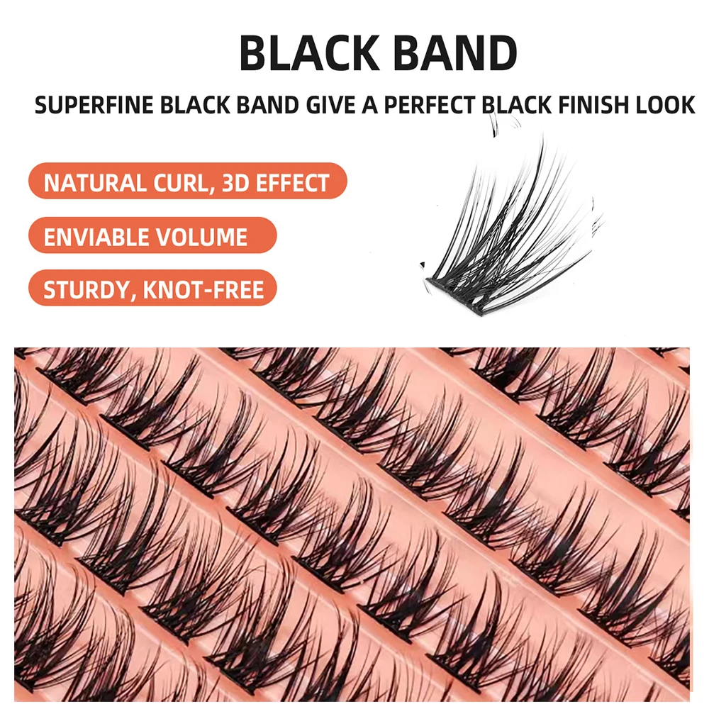 120 Stück Cluster Falsche Wimpern DIY Einzelwimpern Wispy Fluffy Thin Band Wimperncluster mit breitem Stiel Wimpernverlängerungsset für Make-up