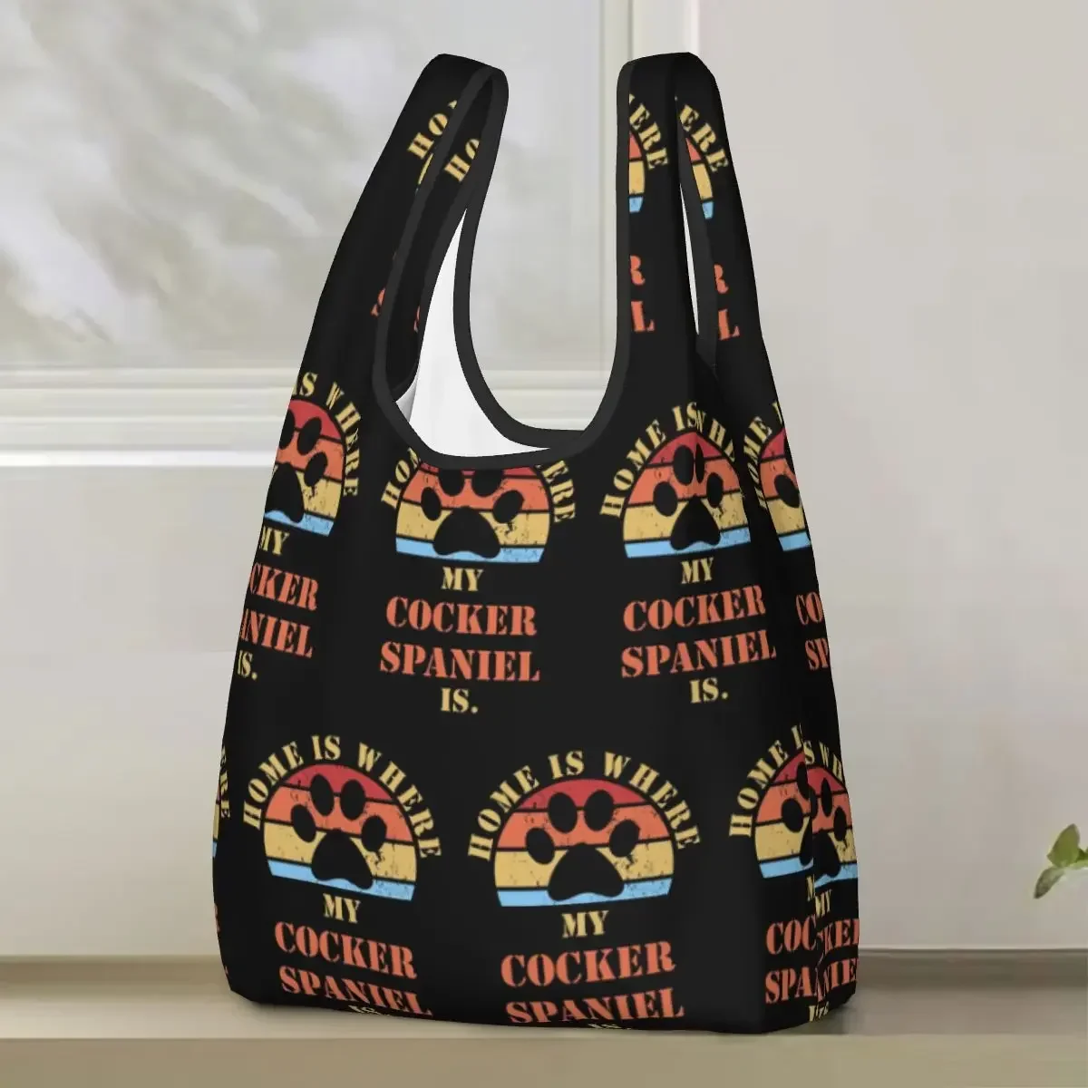COCKER SPANIEL Dogs Funny Quote For Dog Owner Shopping Bag Portable Tote Bags Reusable Shoulder Shopper Bag Groceries Handbag