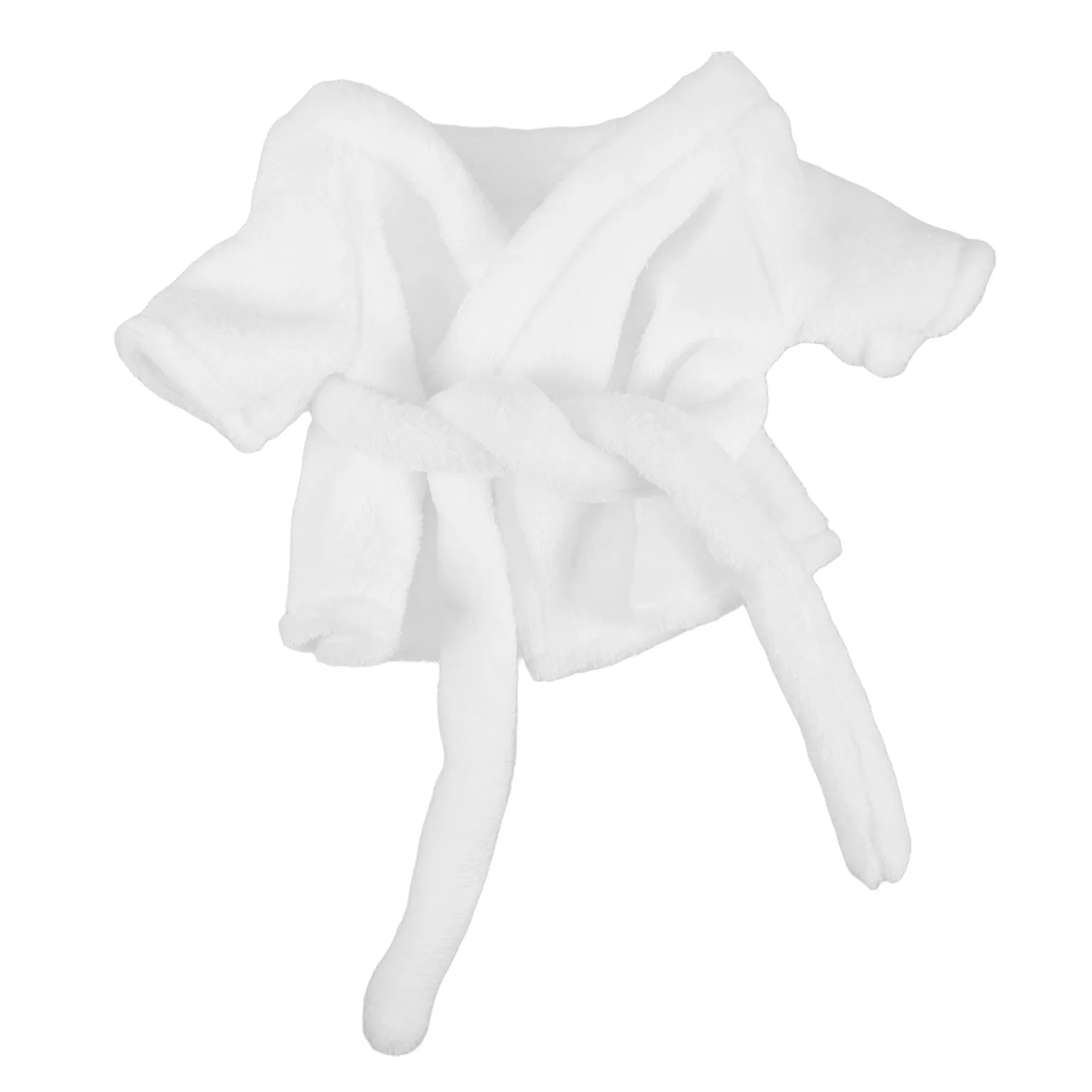 

1 Set Stuffed Animal Bathrobe White Soft Clothes Spa Robe Tie Holiday Outfit Kids Pretend Play Accessories Toys Clothes
