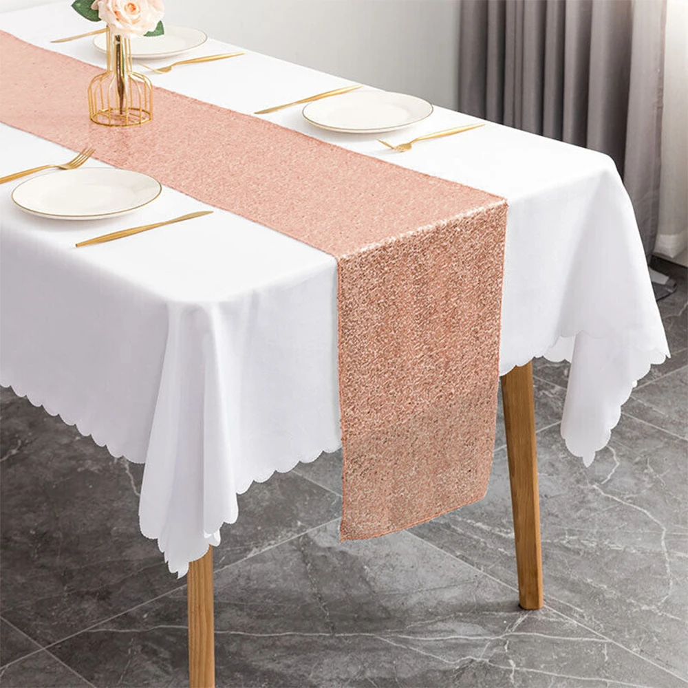 Glitter Sequin Table Runner Rose Gold Party Table Cloth Wedding Decoration Event Party Supplies Birthday Baby Shower Table Cover