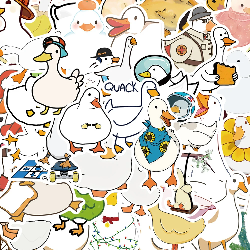 

10/30/60pcs Funny Creative Hand Drawn Duck Stickers Cute Cartoon Animal Decals DIY Water Bottle Laptop Phone Sticker Decoration