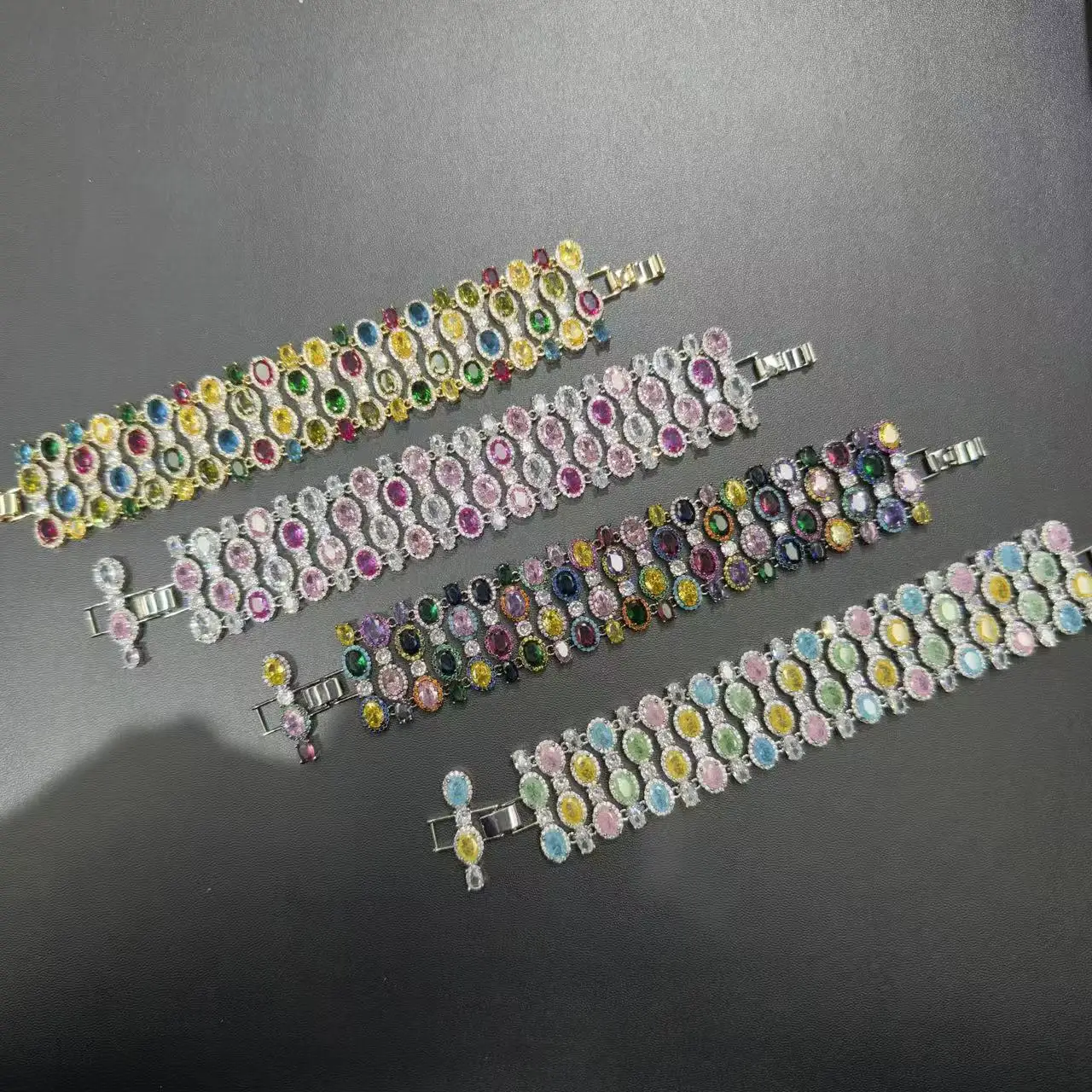 

cubic zirconia gorgeous bracelet for women shiny jewelry wedding party gala event multicolor zircons bracelet female gift