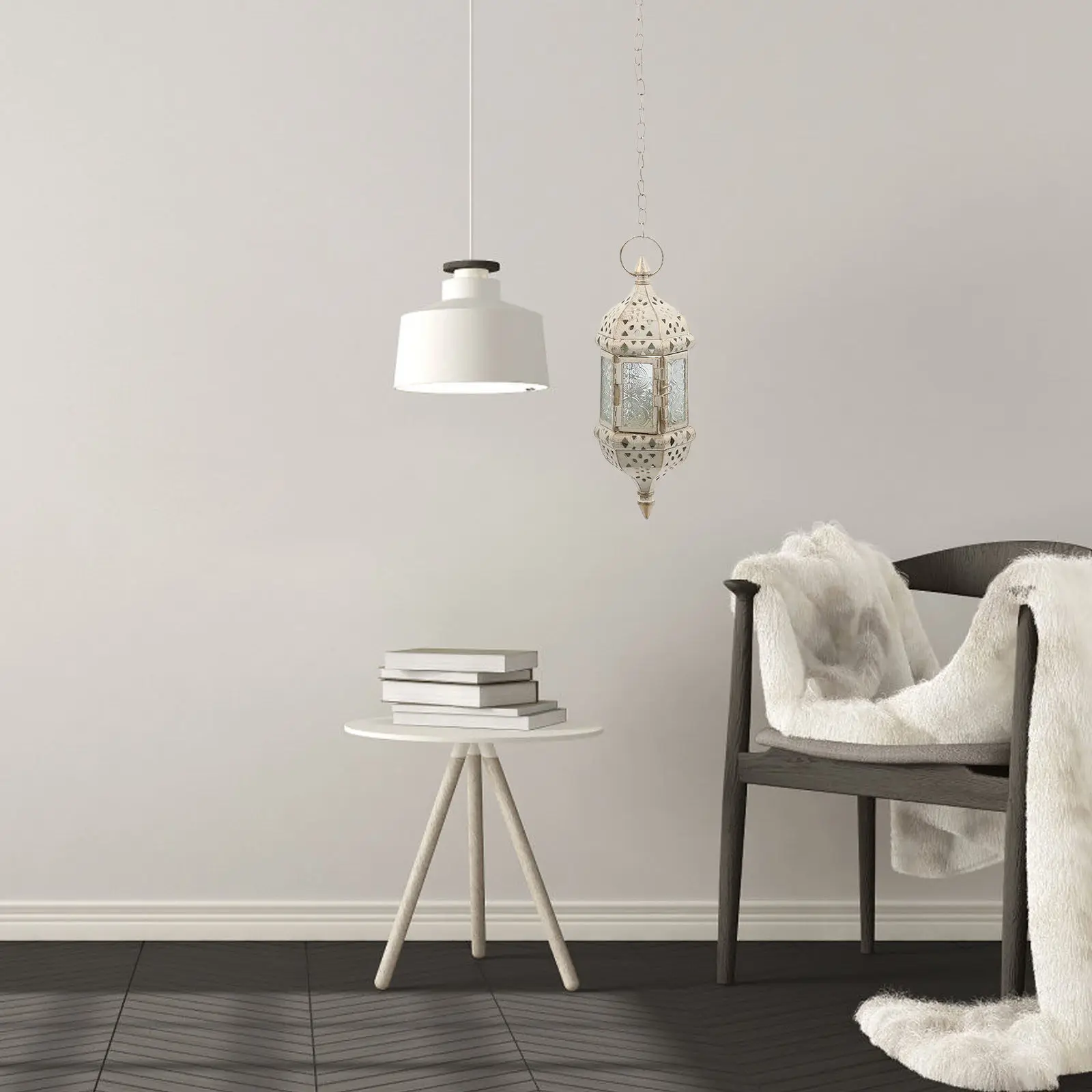 

Metal Hanging Holder Moroccan Retro Hollow Out Design Vintage Decorative Stand for Office Restaurant Home