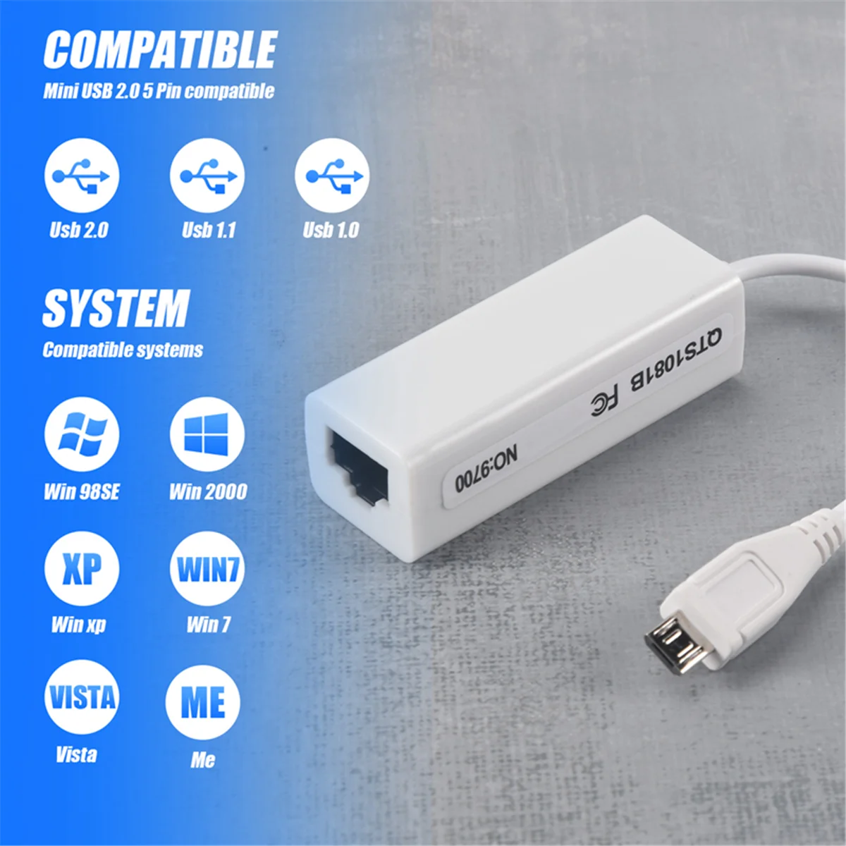 Мини USB 5 Pin 10/100 Мбит/с RJ45 LAN Ethernet адаптер для планшетного ПК