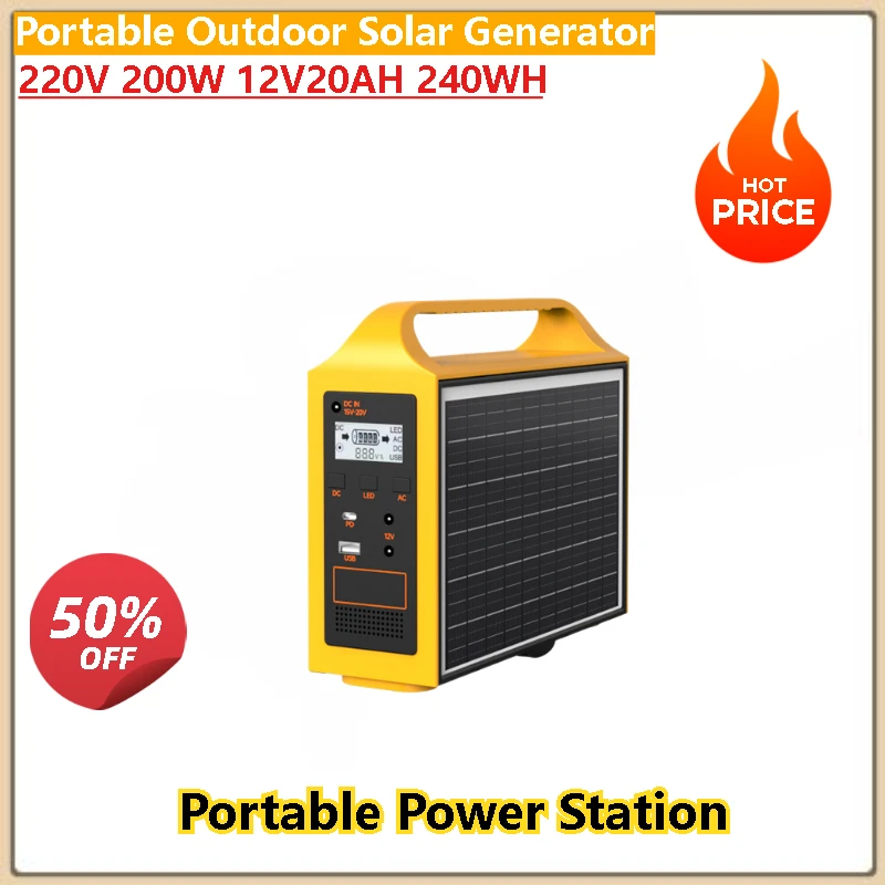 고품질 100W 200W 야외 휴대용 태양광 발전 장비, 로드 트립 및 가정용, 노트북 전원 공급 가능