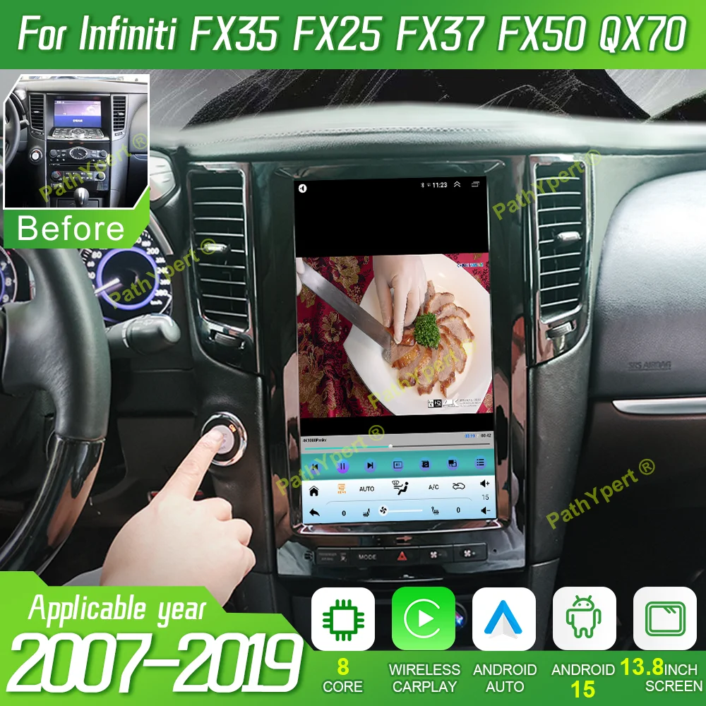 

13.8"Qled Screen Android 15 For Infiniti FX35 FX25 FX37 FX50 QX70 2007-2019 Car Radio Multimedia Player GPS Navi Auto BT CarPlay
