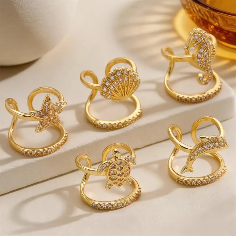  Ocean Theme Manicure Jewelry Finger Tip Rings for Theme Parties and Nightclubs