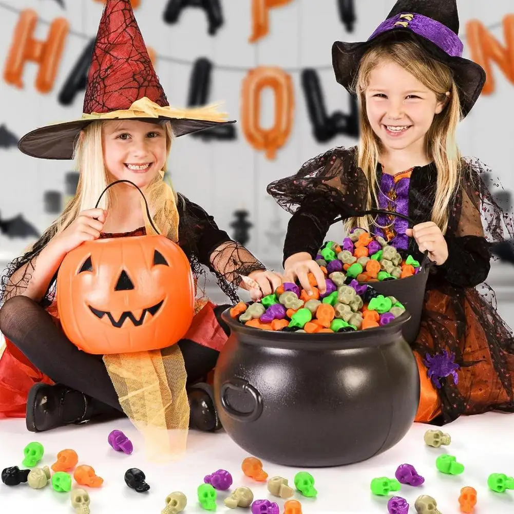 2Pcs Halloween Candy Bucket Large Witch Cauldron Plastic Kettle Halloween Pot Snack Container For Party Favors Cosplay Events