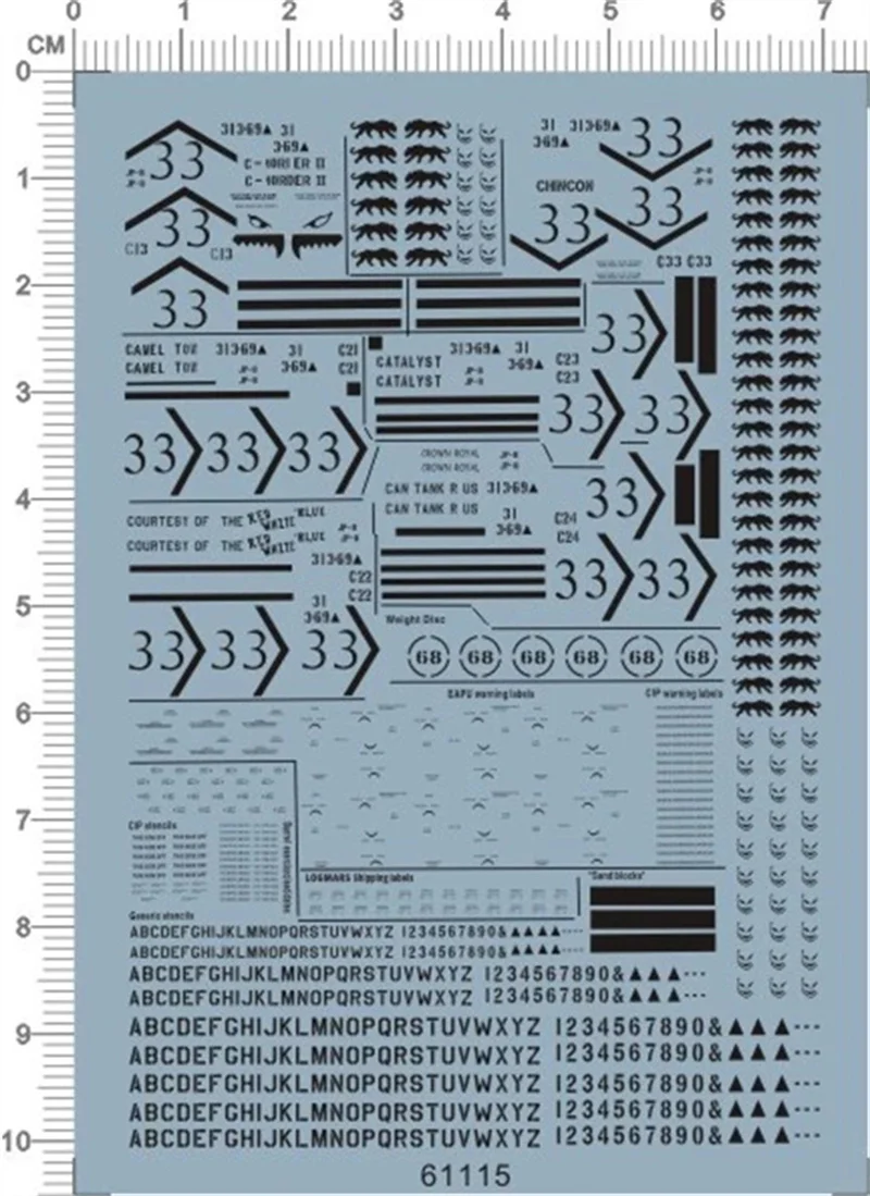 1/72 مقياس الولايات المتحدة M1A1 أبرامز خزان علامات أطقم منمذجة المياه الشريحة ملصق مائي (أسود) # 61115