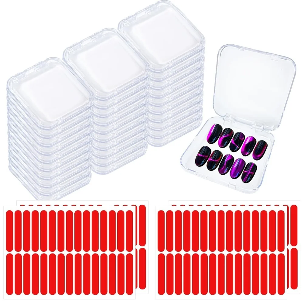 

30-Pack Clear Acrylic Display Boxes With Sticky Back For Press-On Nail Storage, False Lashes And Small Jewelry 2025 New