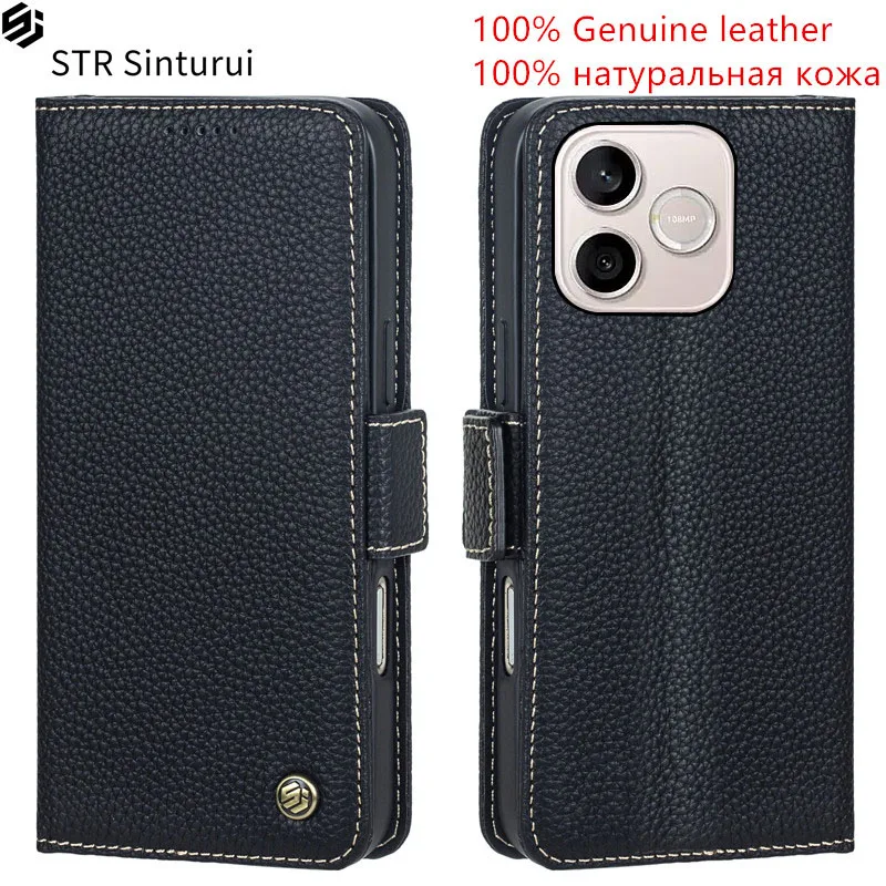 

STR 100% Genuine leather lychee grain card Slot Wallet Cover For Honor 600 500 400 300 Ultra Pro Lite Flip shockproof phone Case