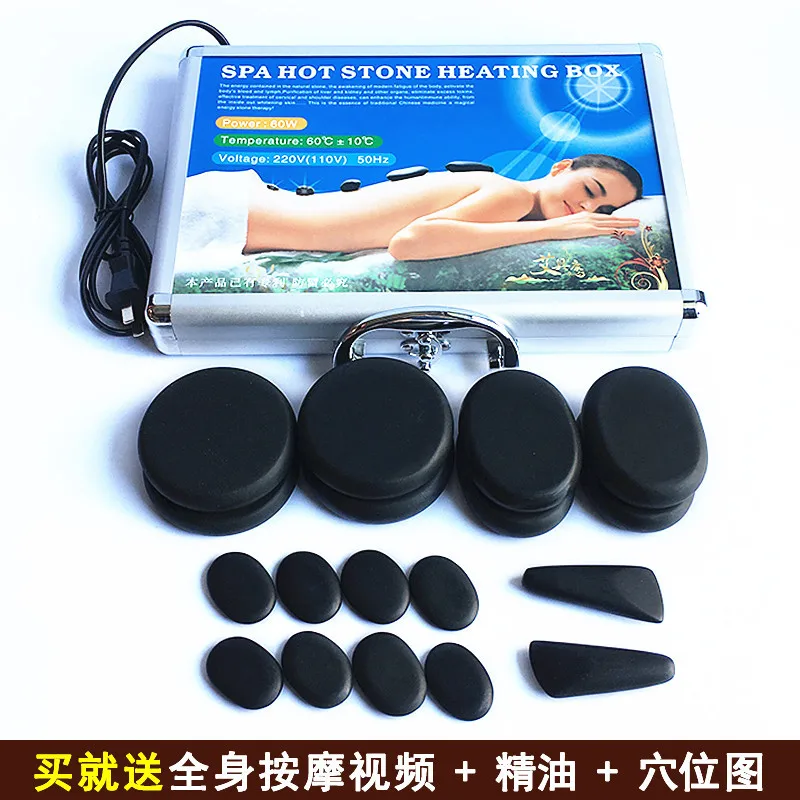 Hot Stone Massage Set Heating Box Energy Stone Basalt Stones 28 16 Piece Spa Beauty Essential Oil Heater Kit