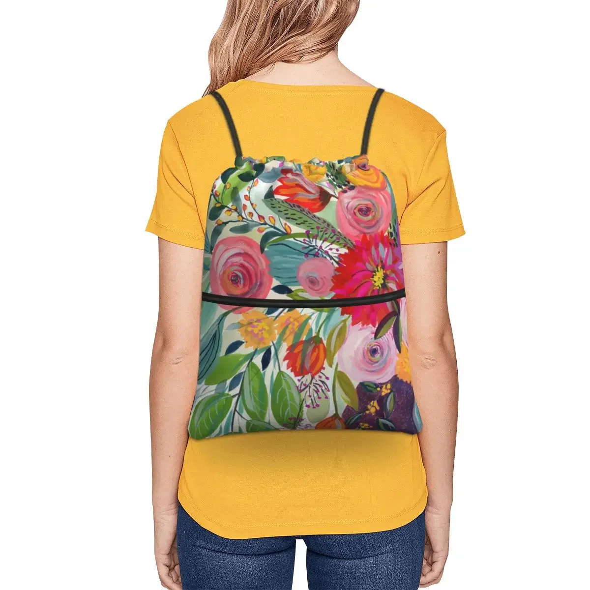 Hope Blooms-mochila portátil para hombre y mujer, bolsa con cordón, informal, bolsillo para libros, viaje, deporte