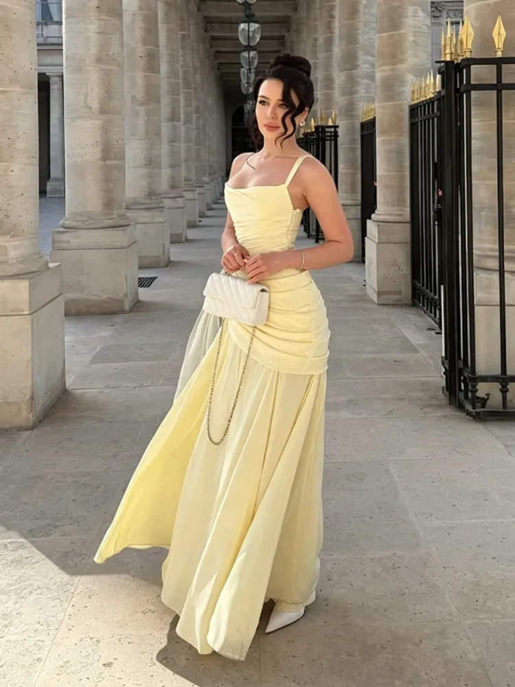 Rückenfreies Taillenschnürendes Slip-Kleid für Damen Sexy Tief Ausgeschnittenes Ärmelloses Plissiertes Schlankes Party-Abendkleid Schickes Damenkleid Neu – Detail 14