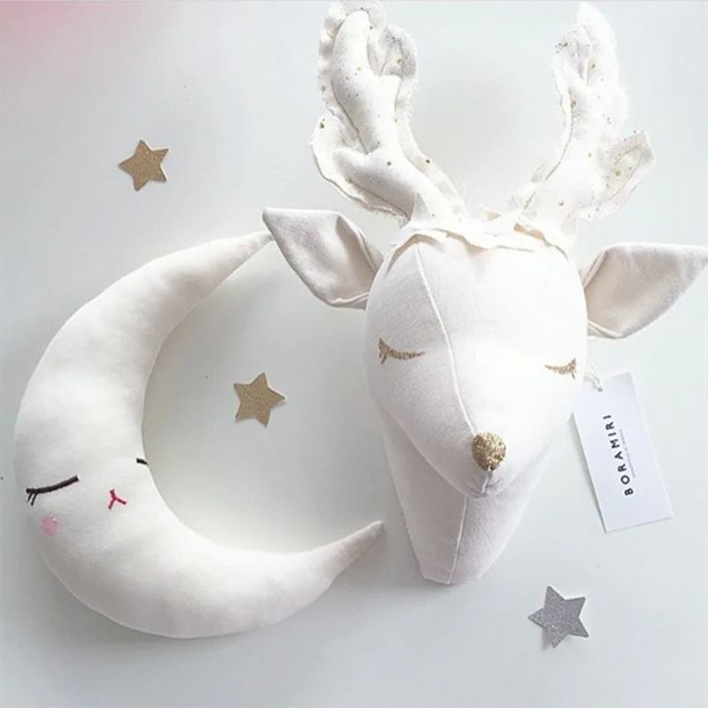 Ins Animals Unicorn Deer Head Toys Wall Hanging Mounts Decor 3D Head Wall Hanging Ornaments Art Kids Room Wall Decoration Toys