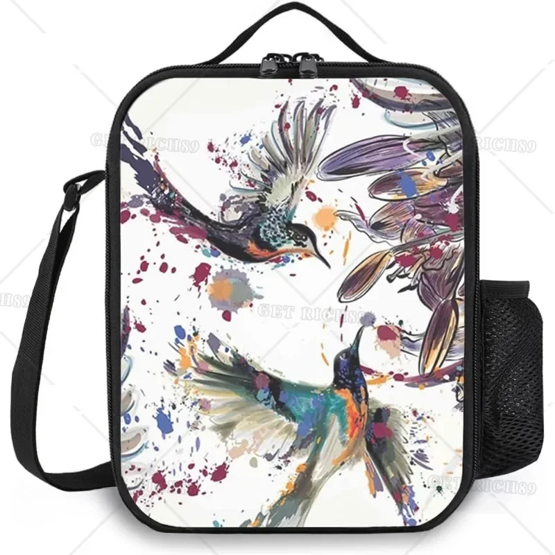 

Сумка для обеда Колибри, изолированная коробка, цветы, птицы, прочная изолированная многоразовая сумка-тоут для обеда для мужчин и женщин