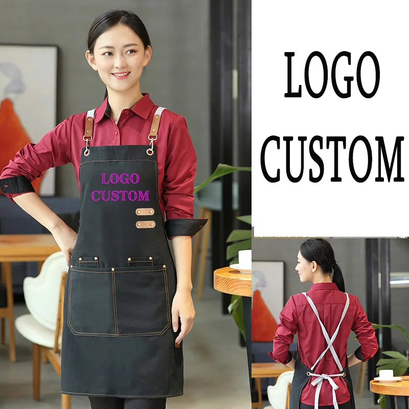 

Профессиональный фартук, многоцелевой водонепроницаемый холщовый фартук с логотипом, повседневные рабочие фартуки для женщин и мужчин