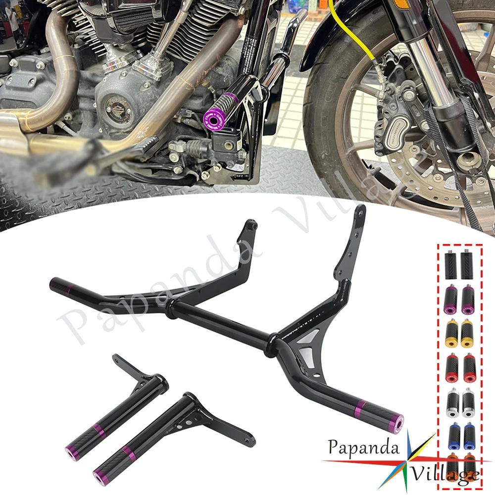 For Harley Softail Low Rider ST 117 FXLRST 22-2024 Motorcycle Front Side Crash Bar Engine Guard Rear Saddlebag Protection Frame