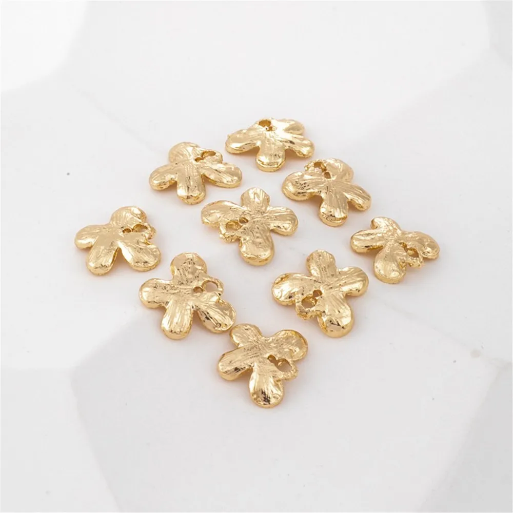 

14K Gold Thick Brushed Butterfly Pendant, DIY Jewelry Material, 12x10mm