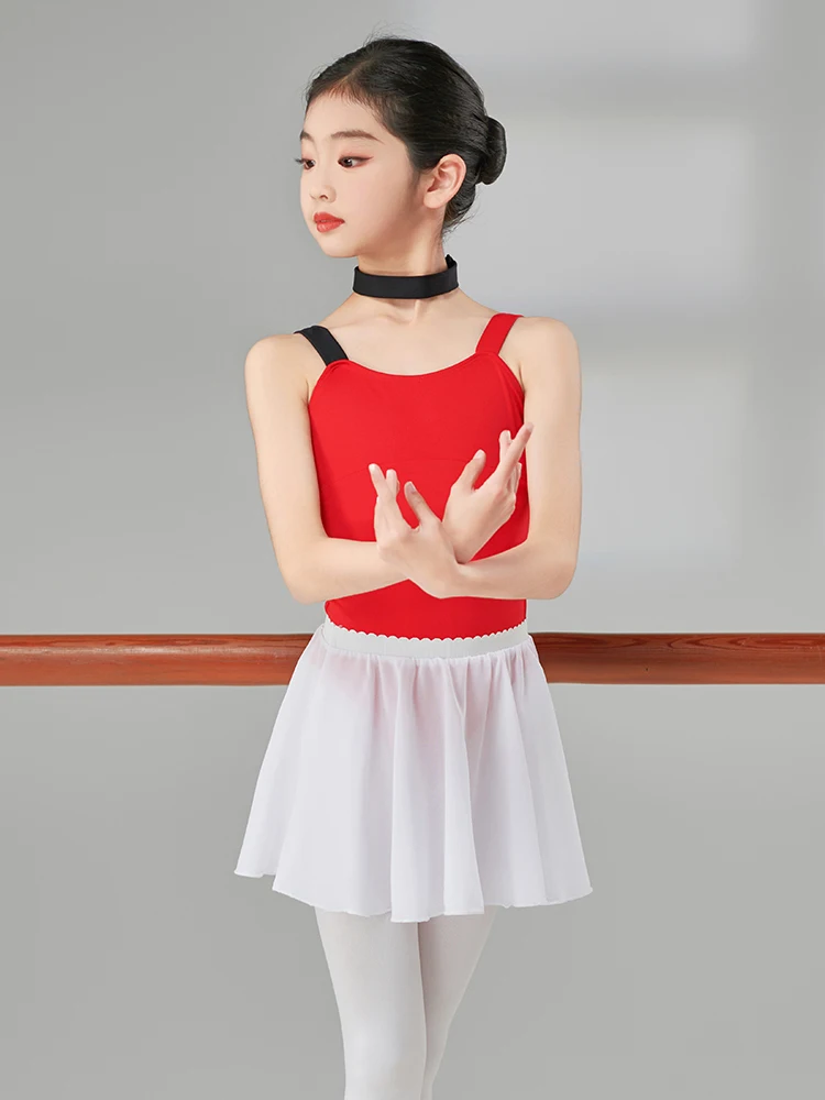 Girl Ballet Leotard With Necklace Camisole Tank Top Gymnastic Talent Show Stage Costume Toddler Dance Outfit Team Basic Summer