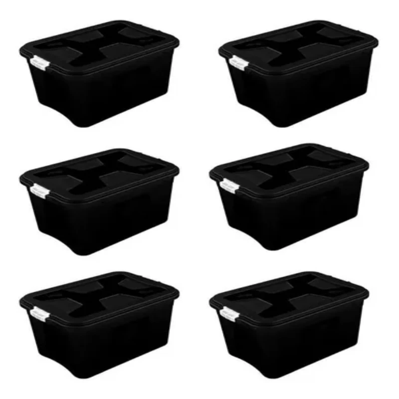 

6 Boxes Organizadoras Multiuso C/ Lid 30 Litres Black Boxes, Boxes and Baskets Decorative Boxes