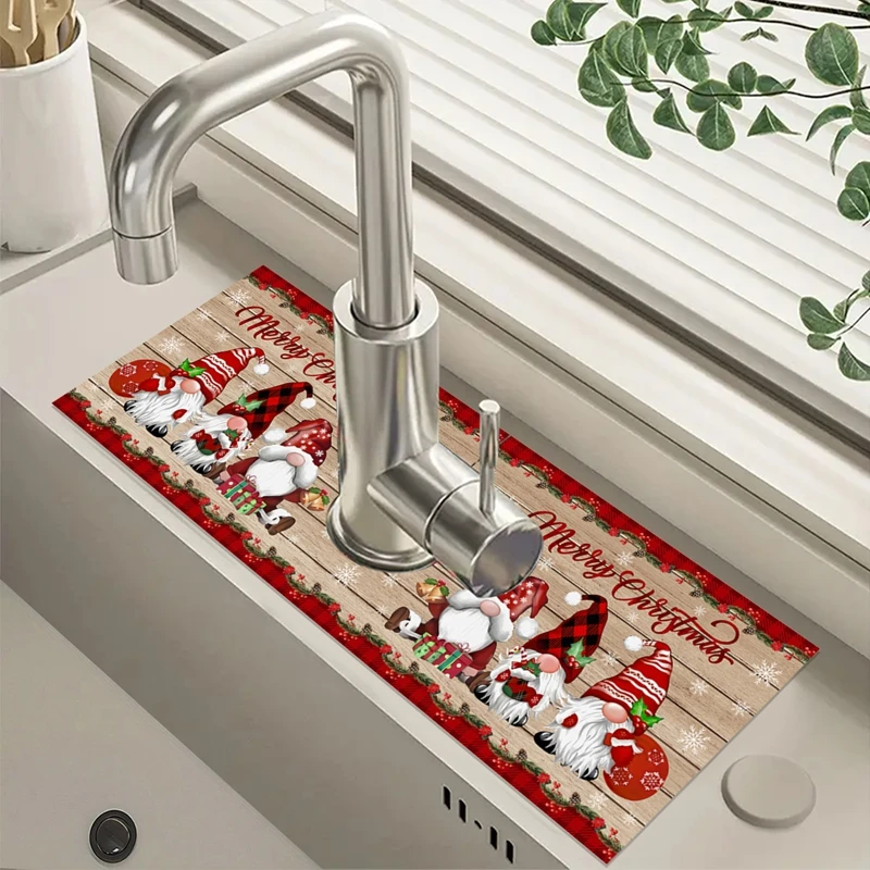 

Christmas Kitchen Absorbent Mat Sink Faucet Mats Merry Christmas Decoration for Home 2025 Pendant Christmas Ornaments Navidad