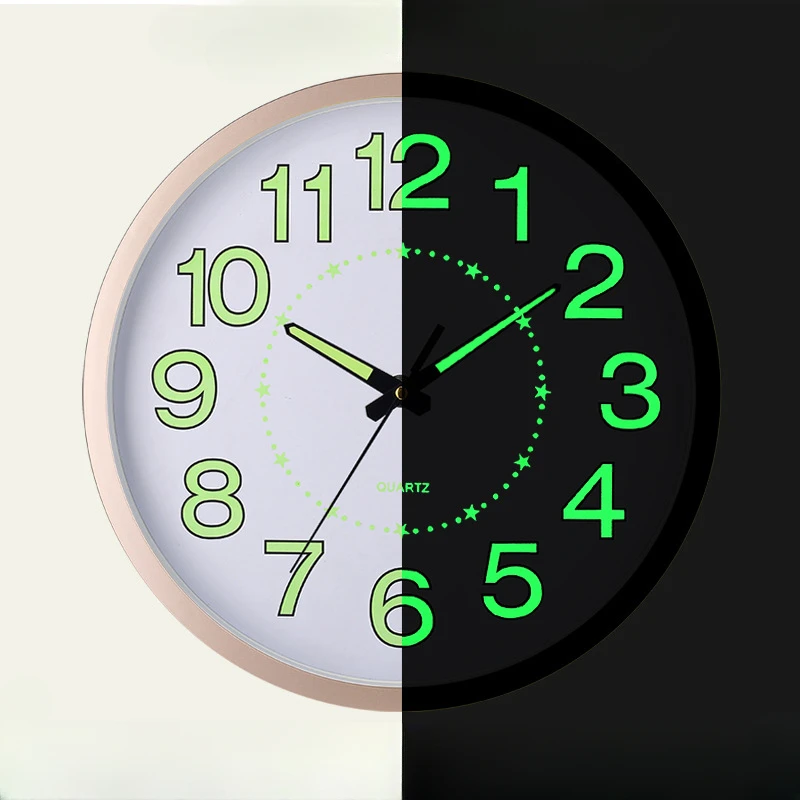 

Настенные часы 12 дюймов 30 см, светящиеся пластиковые бесшумные настенные часы, креативные светящиеся кварцевые в минималистическом стиле для спальни, гостиной