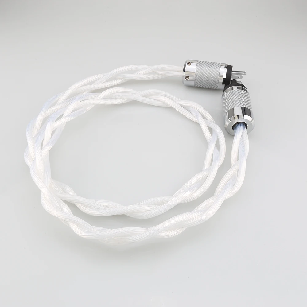 5N OCC US & EU AC Audiophiles Audio-Verstärker DAC Filter HIFI Silber Stromkabel aus Kohlefaser mit Figure 8 IEC C7 Buchsenstecker – Detail 14