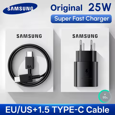 Original Samsung 25w Super Fast Charger PD Type C EU US Adapter Galaxy S25 S24 S23 S22 A56 A55 A26 A05s A54 A16 Z Fold Z Flip 6