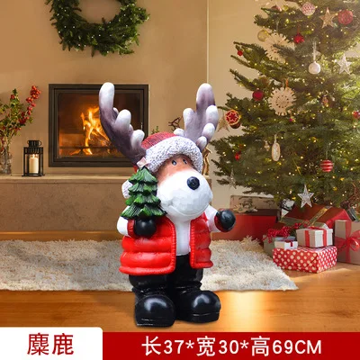 Outdoor Decoration Resin Santa Clause Snowman  Christmas  Cute  Reindeer Sculpture Garden