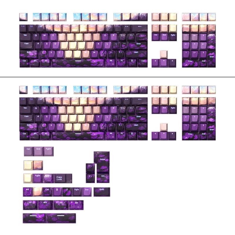 DN59 108/135 Keys PBT Dye Sublimation Keycaps Valley Front Print Backlit Shine Through Keycaps for MX Keyboard