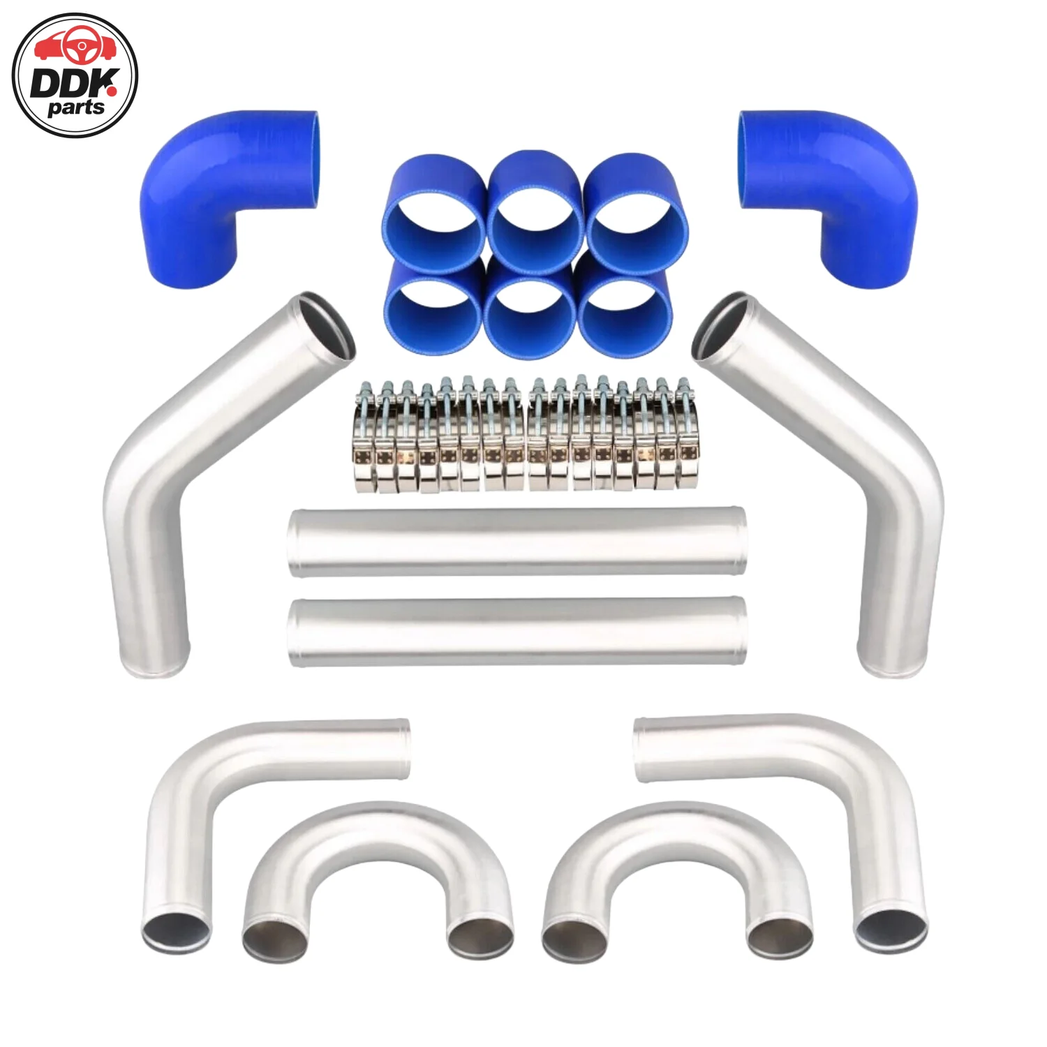 

Universal 3" inch 76 mm Aluminum Turbo Intercooler Piping + Blue Elbow Hose+Clamps Kit