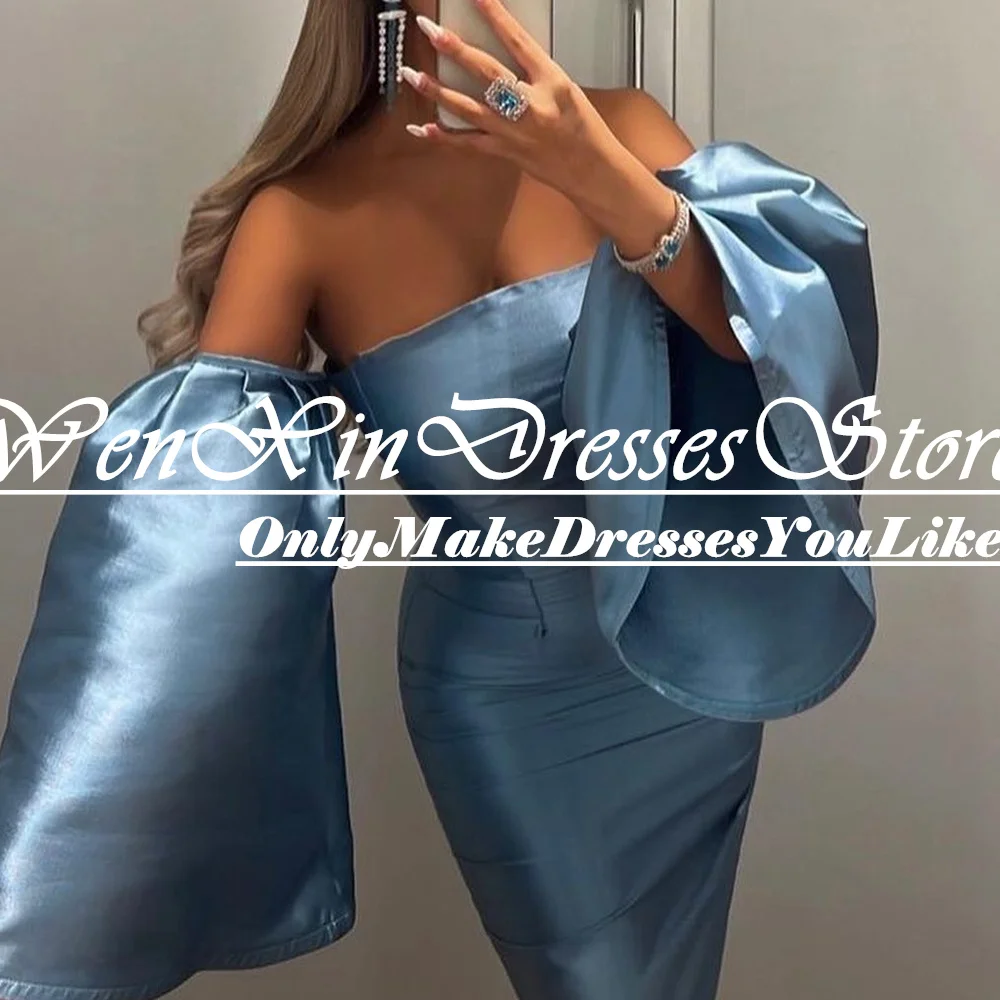 Elegant Party Dresses Woman Boat Neck Flare Sleeve Straight Solid Color Ankle Length Satin Celebrity Dress Saudi Arabia 2024