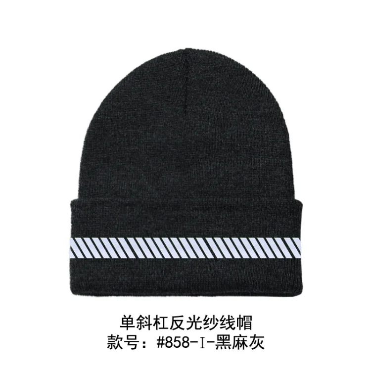 High Visibility Safety Beanie Reflective Knit Ribbed Hats Warm Winter Bonnets for Night Running Hiking Cycling
