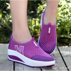 2024 nuove donne Mesh Flat Shoes Sneakers Platform Shoes donna mocassini traspirante Air Mesh Swing zeppe scarpa appartamenti traspiranti