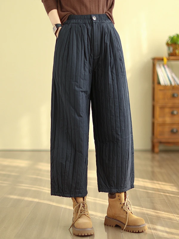 Women's Outerwear Silk Cotton Wide Leg Pants Casual Commute Faion Loose Slimming Winter New Sle Thiened No Brand