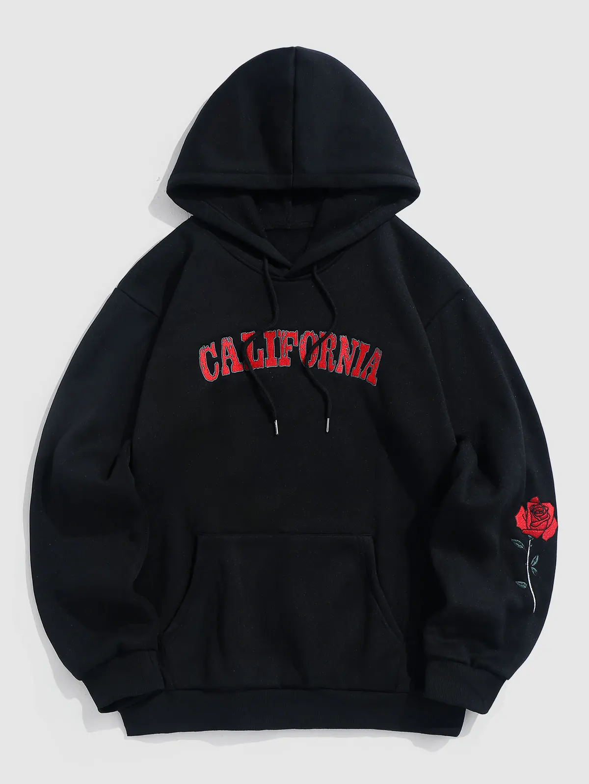 

ZAFUL CALIFORNIA Rose Embroidery Fleece Lining Hoodie