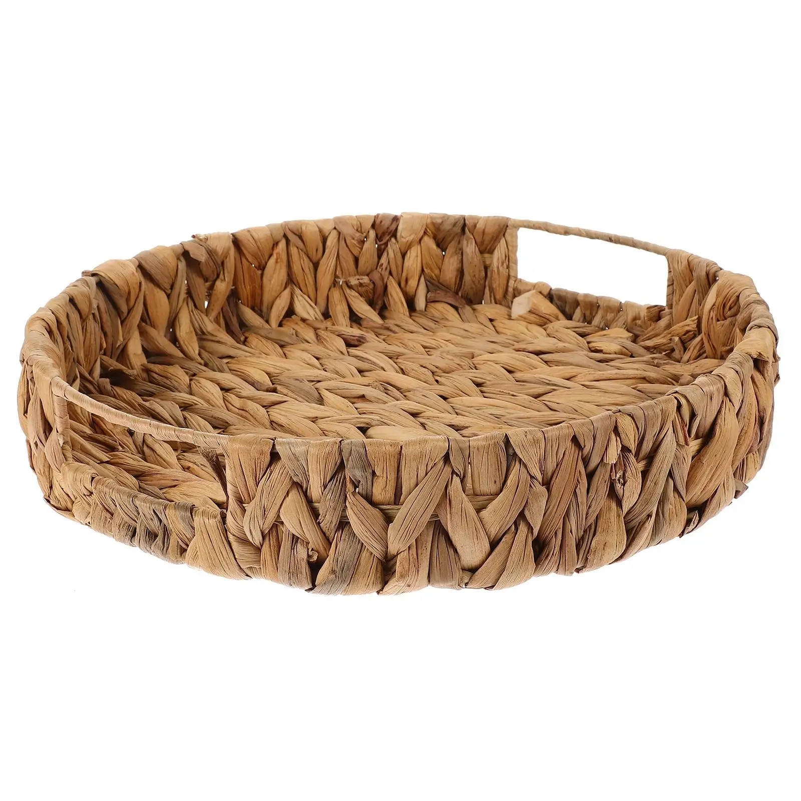 Desktop Storage Basket H woven Straw Tray Round Shelf Snack Fruit Home Natural Style ganizer Pen Holder