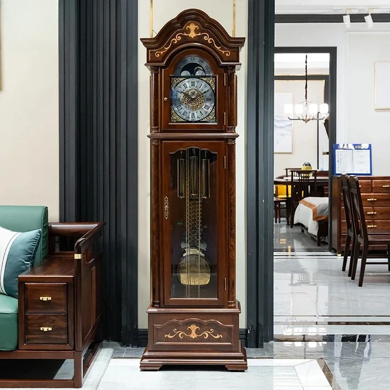 German Helmler European floor clock living room retro pendulum clock vertical solid wood mechanical pendulum clock