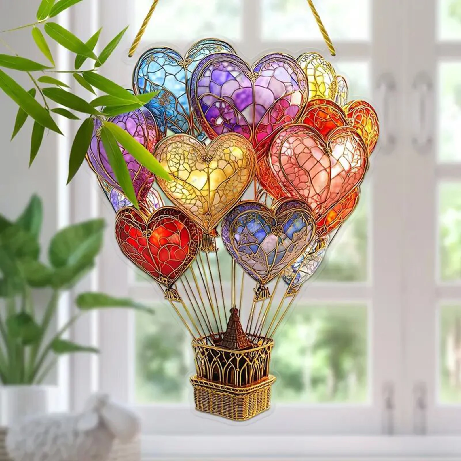 Hot Air Balloon Sun Catcher Acrylic Balloon Stained Window Sun Catcher Rainbow Decor Hangable Ornament for Window Home Kitchen