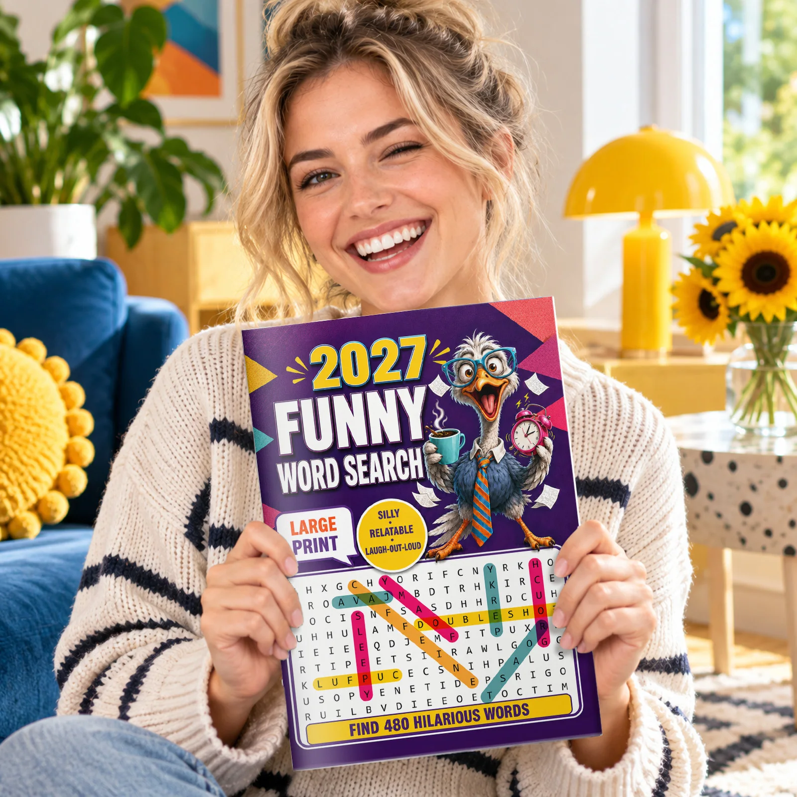 2027, livre de jeux de mots amusants pour adultes et personnes âgées, avec de grandes lettres et 480 mots hilarants et faciles à comprendre, pour un humour quotidien.